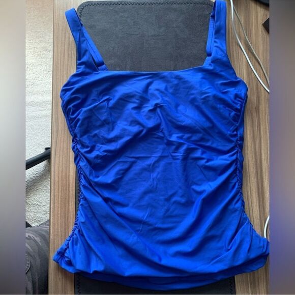 Athleta Square Neck Bra Cup Tankini Cerulean blue 32 B/C - Picture 3 of 5